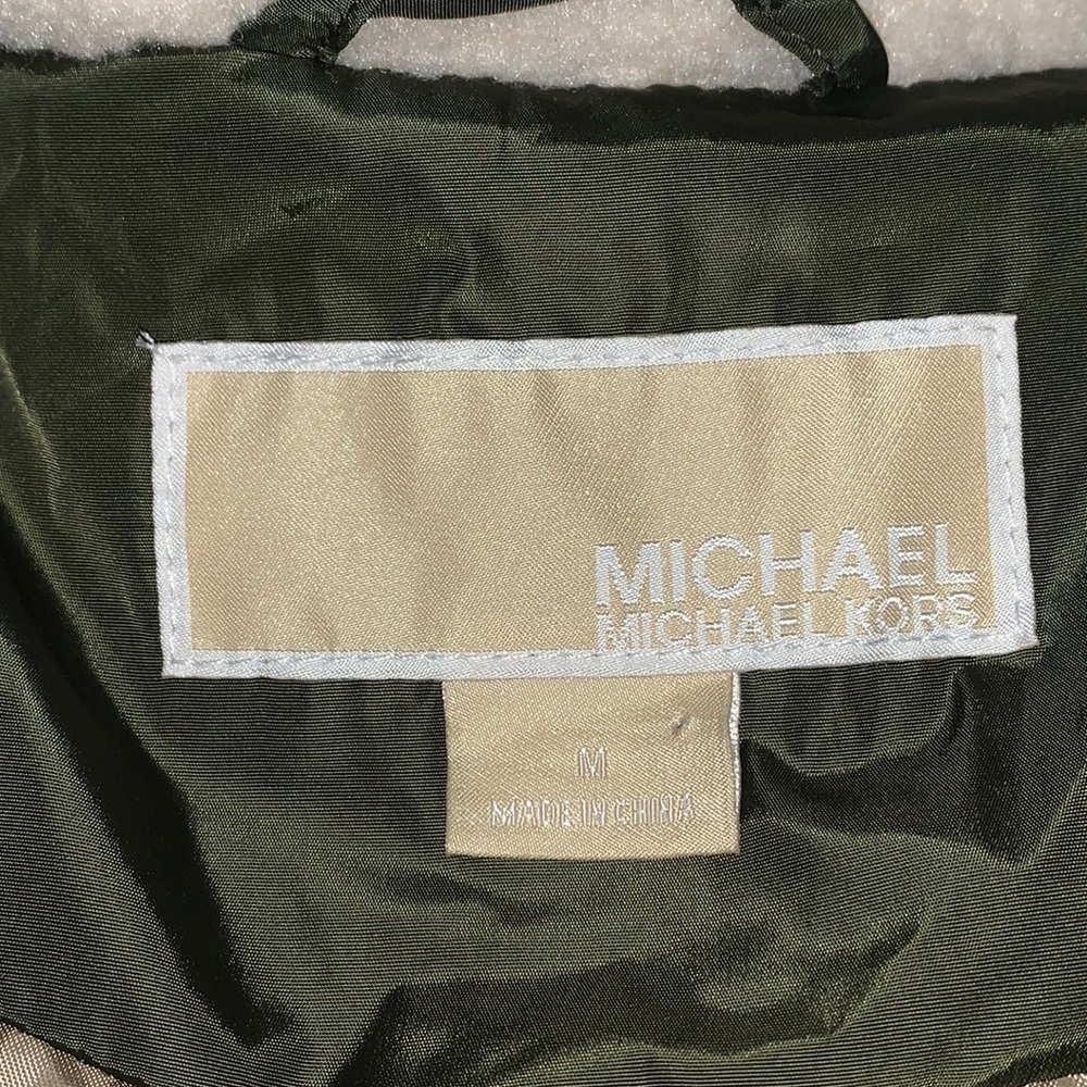 MICHAEL KORS Women's Quilted Jacket Size M. Olive Green Faux Fur Sherpa … - Picture 7 of 11
